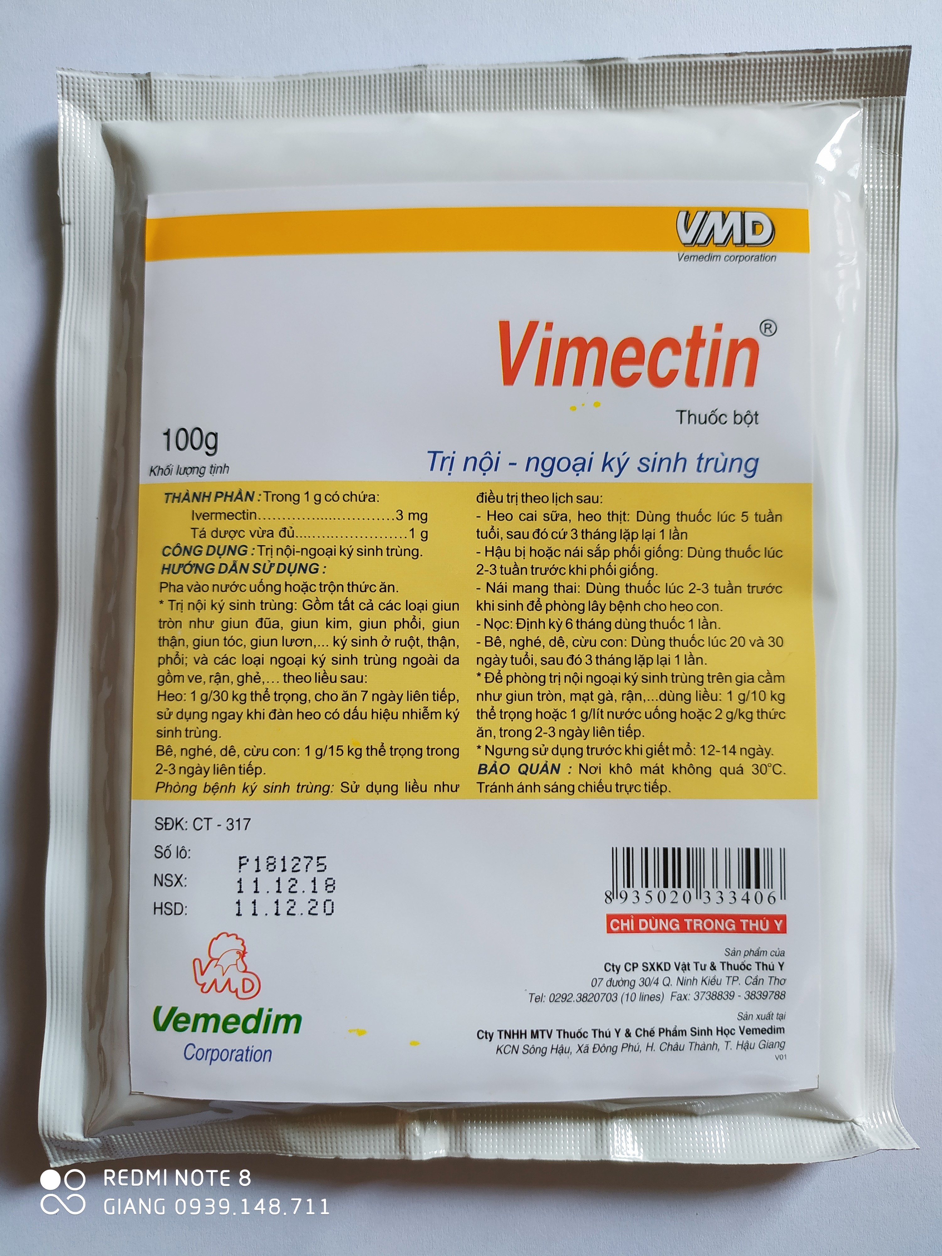 DIỆT VE VIMECTIN GÓI 100G