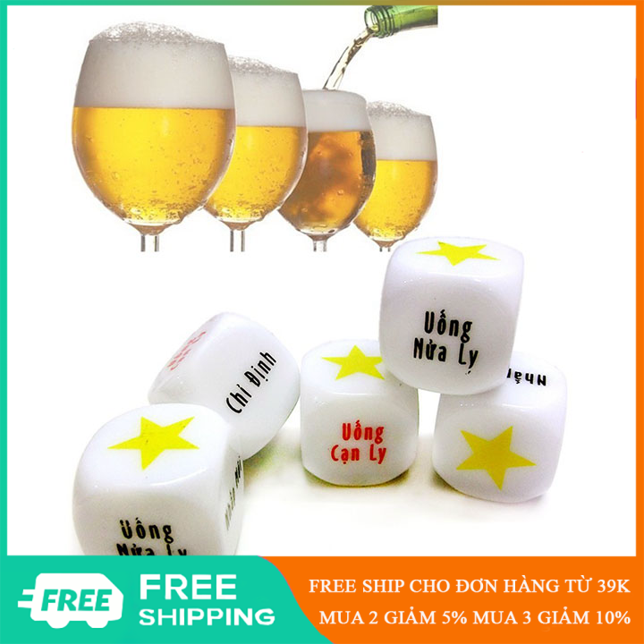 Bộ 5 viên xí ngầu trò chơi giải trí giải stress drinking game dice - OT0029