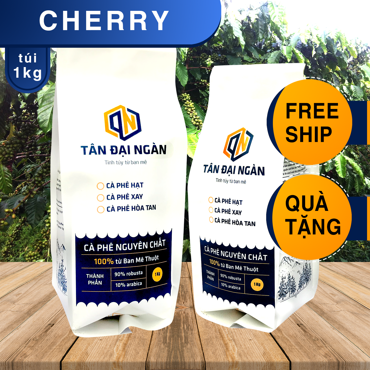 Cà phê rang xay nguyên chất Robusta Cherry 100% rang mộc cafe pha phin đậm vị, ngọt hậu 90% robusta 10% arabica từ TÂN ĐẠI NGÀN