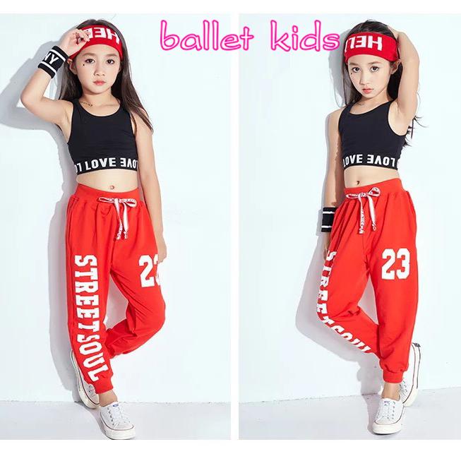 Trang phục nhảy hiện đại trẻ em-Set quần 23 áo crop sát nách