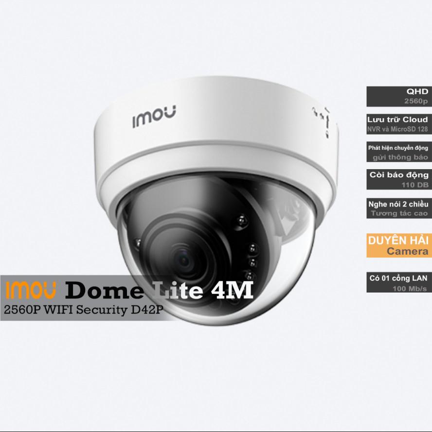 Camera IP WIFI IMOU Dome Lite -D42P- 4.0MP -2560x 1440-  Nhìn ban đêm, độ phân giải cực cao