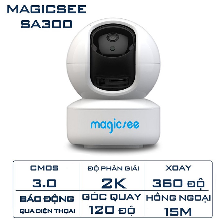 Camera giám sát trong nhà Magicsee SA300 - Cmos 3.0 - Độ phân giải 2k - Đàm thoại 2 chiều - Hỗ trợ tiếng Việt