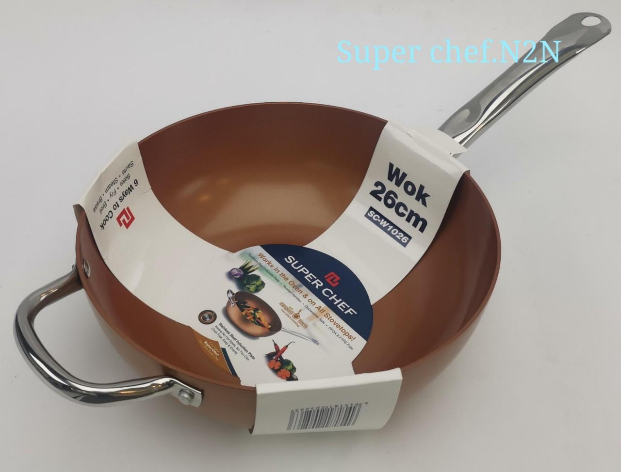 Chào xào SUPER CHEF hợp kim tráng men đáy từ 26cm W1026