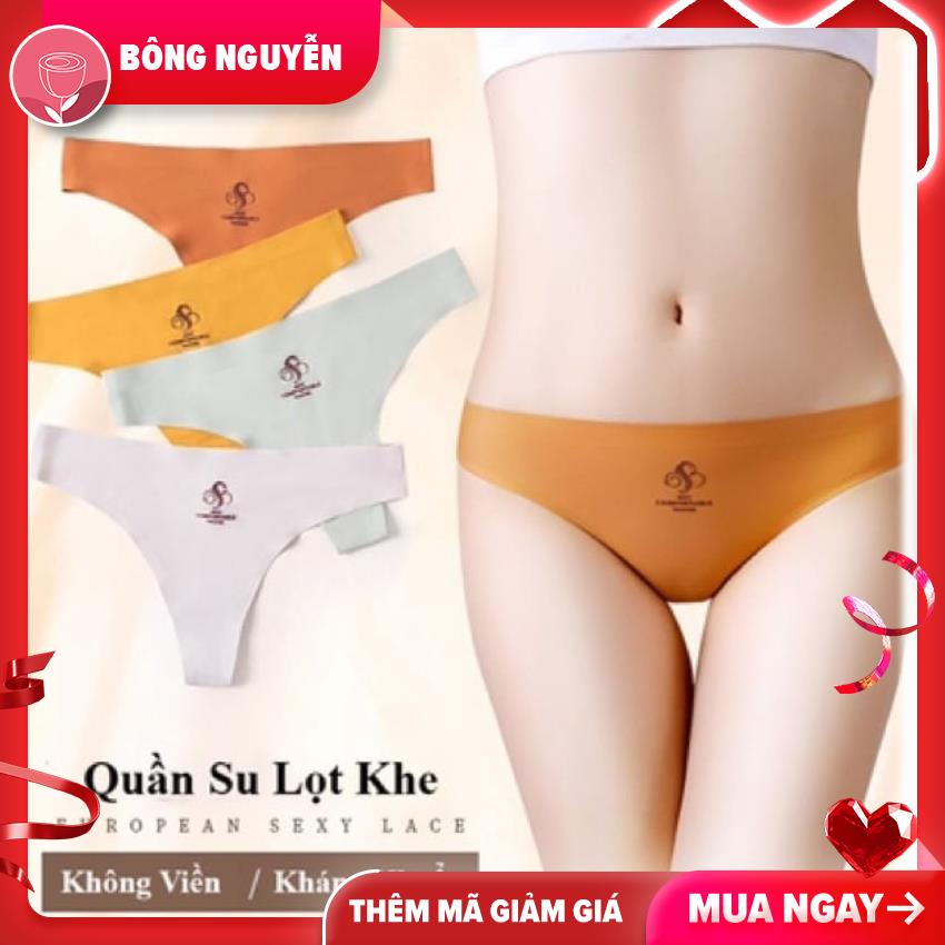 Combo 5 quần sịp nữ lọt khe không đường may sexy vân chữ nổi Cao Cấp (Thế giới đồ lót-Bông nguyễn)