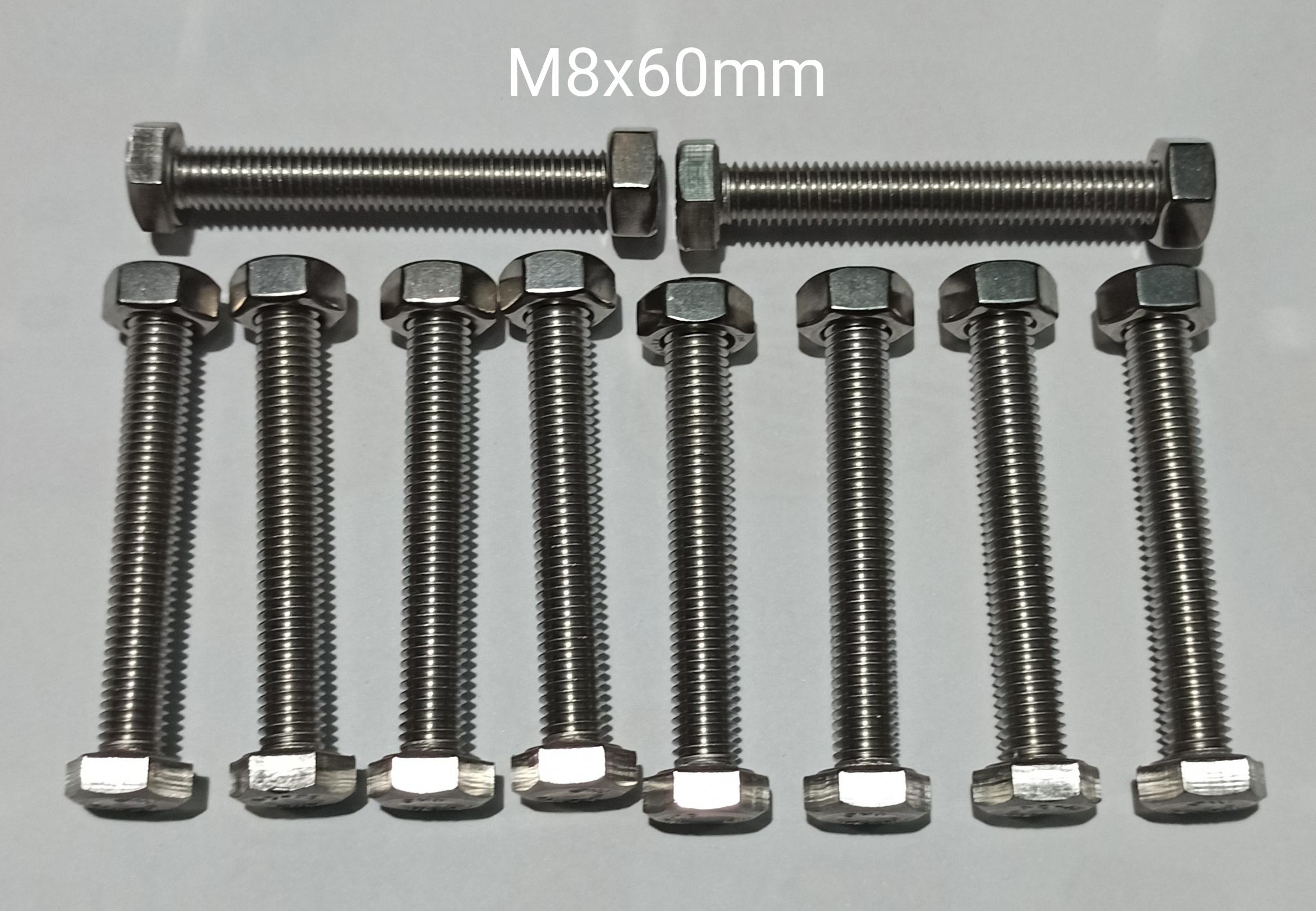 M8x60mm INOX 304 COMBO 10 Bu Long Con Tán 8mm INOX Chống Gỉ, 8 Li 6 Phân