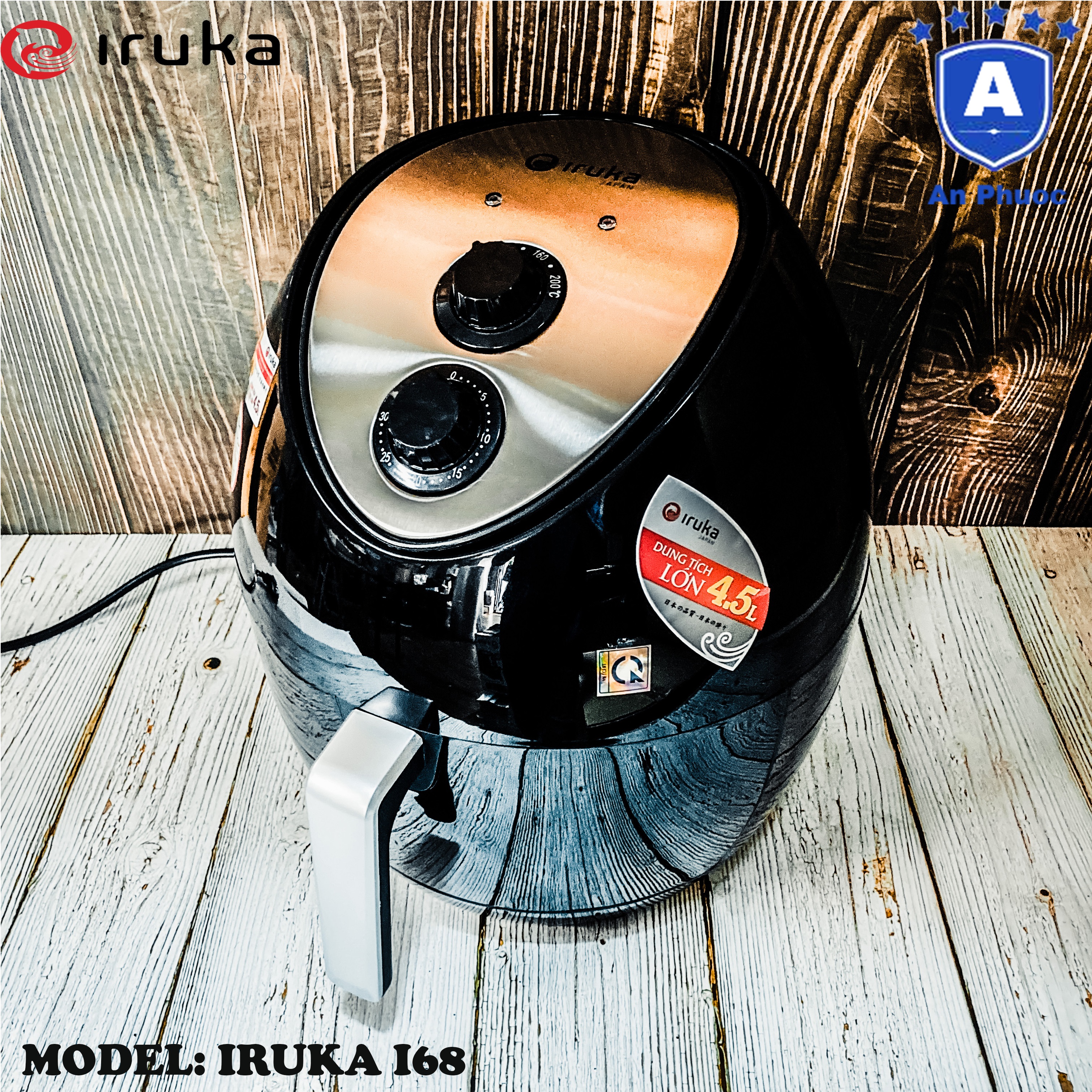 Nồi chiên không dầu cơ Iruka I68 | Dung tích 4.5L | Công suất 1400W | Màu đen | Bảo Hành Chính Hãng 12 Tháng