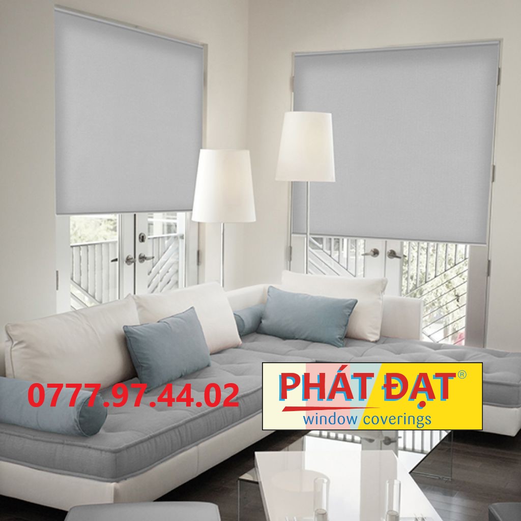 (Rèm ngang 1.1m) Rèm cuốn, rèm sáo cuốn vải trơn 6 màu, chống nắng 100%, đặt theo yêu cầu