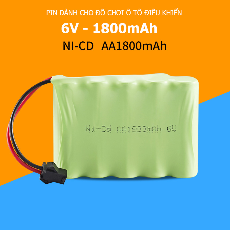 Pin sạc Ni-Cd 6V 1800mAh BMAX cho xe đồ chơi mô hình ô tô điều khiển (màu xanh)
