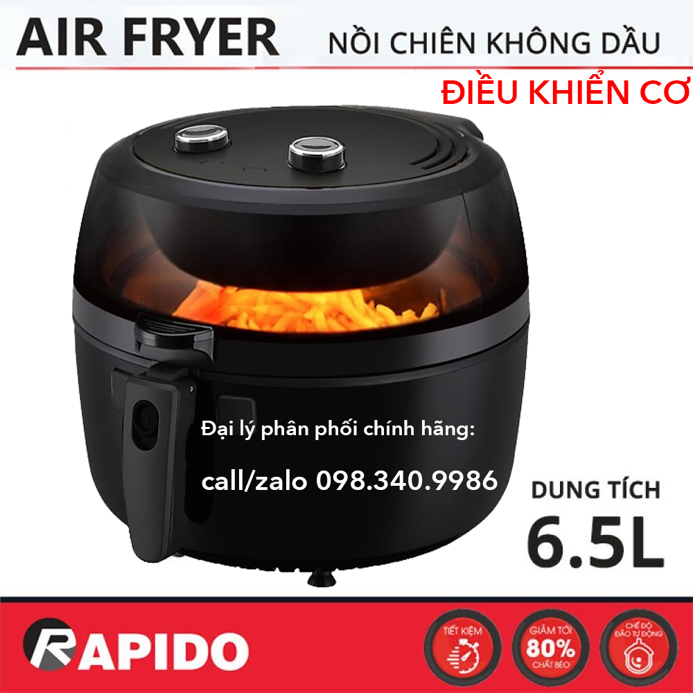 Nồi chiên không dầu Rapido 6.5L RAF6.5M2 công nghệ inverter 1800W - Noi chien khong dau Rapido 6.5L