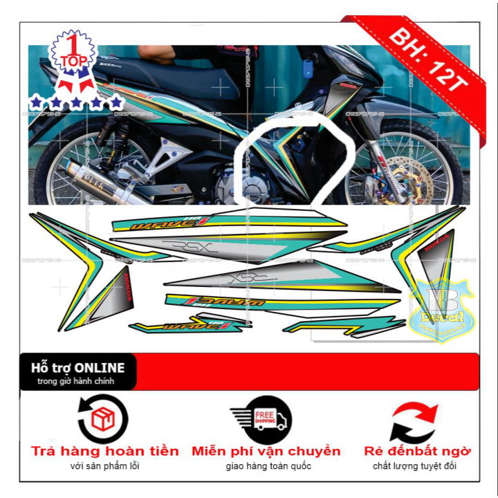 Tem rời wave rsx 2014 dán xe đen