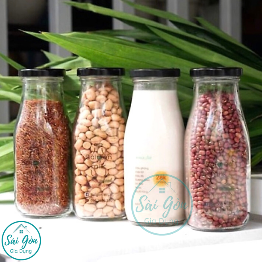 [HCM]Chai Thuỷ Tinh Đựng Sữa - Chai thủy tinh chưng yến sinh tố ngũ cốc nắp kim loại dung tích 200ml SG-S004