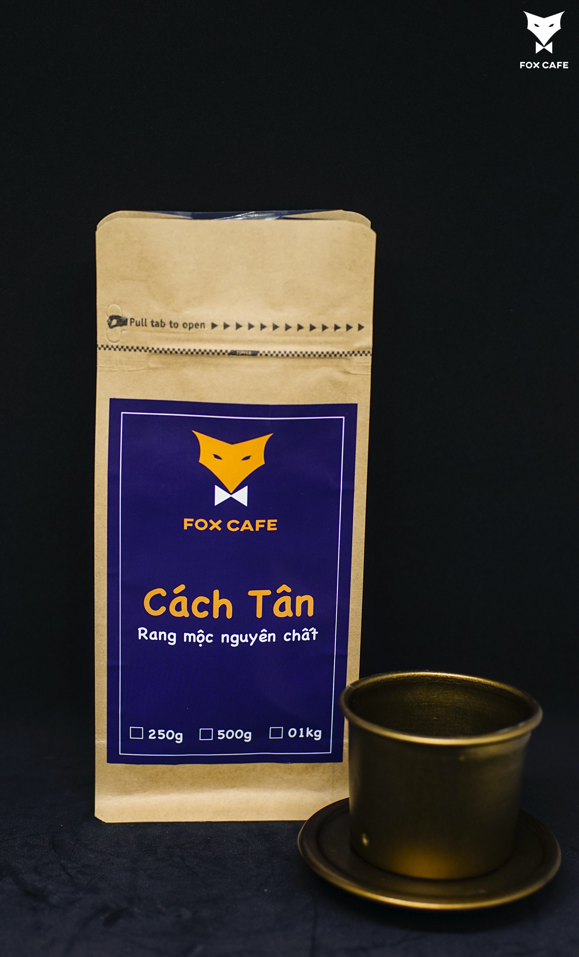 Cafe nguyên chất robusta + arabica nguyên hạt - fox cafe - cách tân 250g