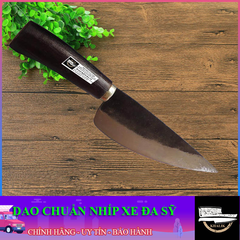 Dao bầu nhọn lọc thịt (loại nhỏ) nhà bếp Đa Sỹ bằng nhíp xe chuẩn cán gỗ xoan đen  - KLD005 - chính hãng Khánh Linh