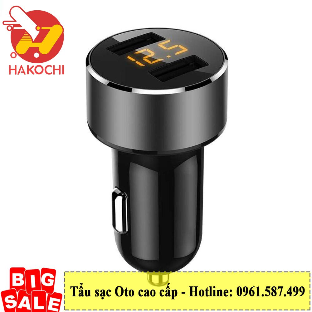 Tẩu sạc Hyundai ô tô có hiển thị LED - tẩu sạc ô tô, bộ chia tẩu sạc ô tô, tẩu sạc oto, sạc xe hơi, cục sạc xe hơi - HAKOCHI