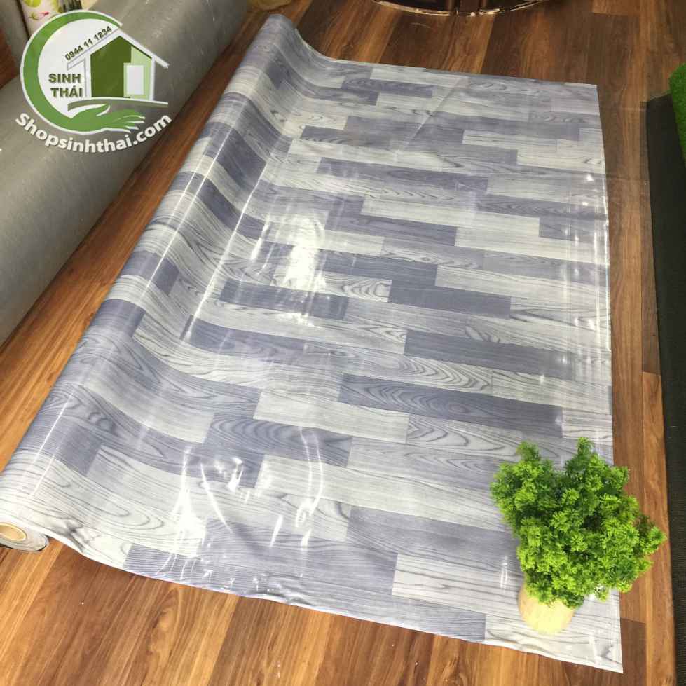 [HCM]Thảm Nhựa Pvc Simili Trải Sàn Vân Gỗ Màu Xám Bóng - 1m²