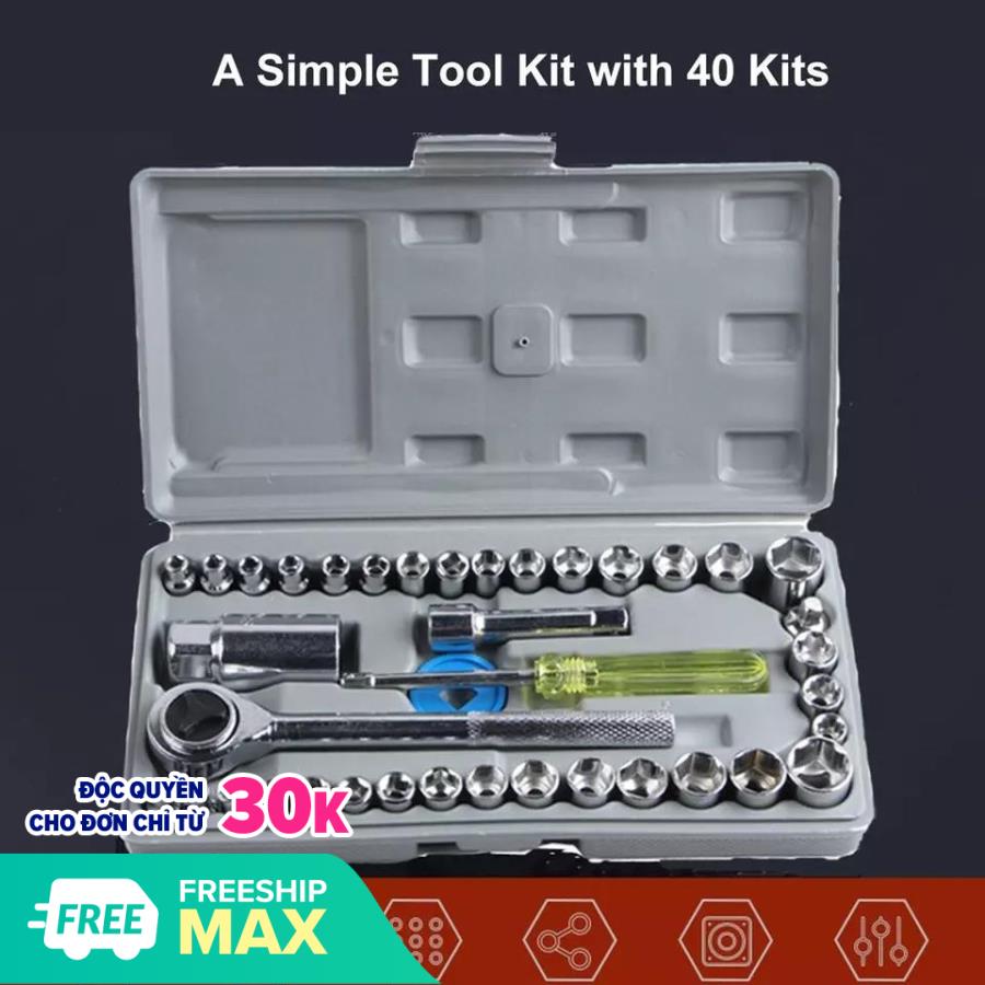 Bộ Chìa Khóa Sửa Xe Nhập Khẩu, Bộ khẩu thông minh mở siết ốc và bugi 40 chi tiết - Chất Liệu Thép Bền Bỉ, Thiết Kế Tiện Dụng. Phân Phối Toàn Quốc bởi WSH