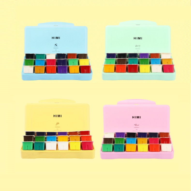 Màu Himi dạng thạch , màu thạch jelly , màu gouache Himi Miya bộ 18 màu dung tích 30 ml HKUK , giao màu ngẫu nhiên