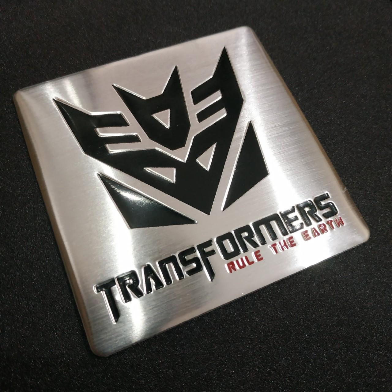 Tem nhôm dán xe Transformer Destroy vuông lớn 8x8cm