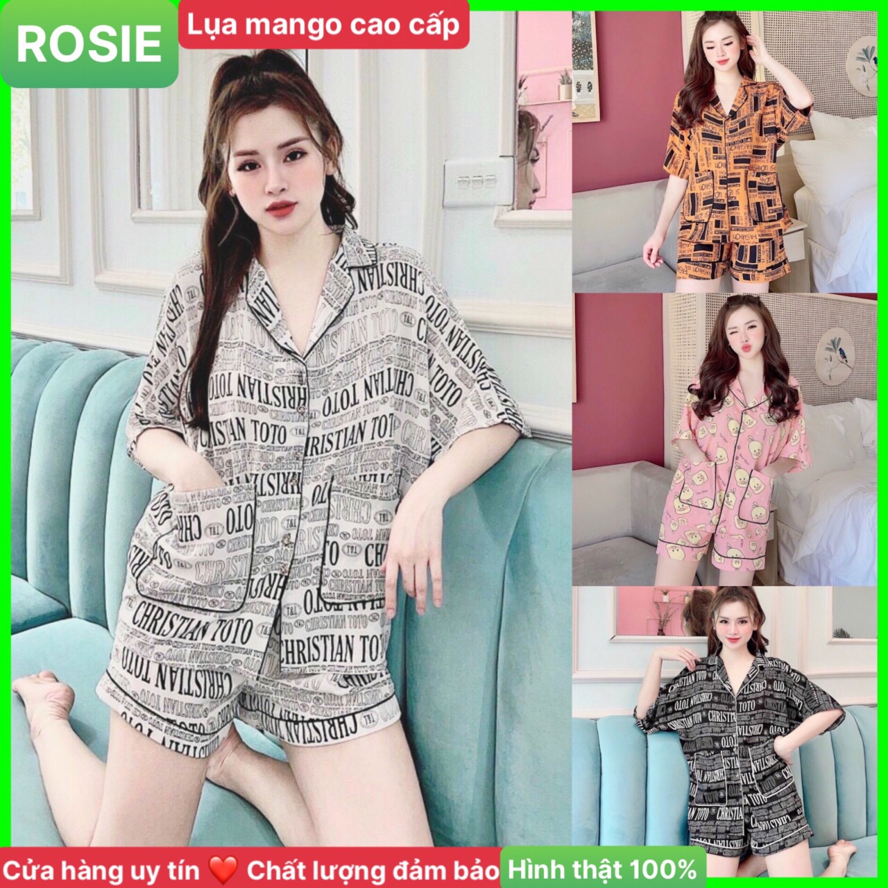 Bộ ngủ lụa mango cao cấp đùi mềm mại ❤️ nhiều mẫu mã ❤️ form rộng rãi thoải mái ❤️ cánh rơi ❤️ tay dơi ❤️ 2 túi ❤️ mai ngo ❤️ zic zac ❤️ vịt ❤️ bò sữa ❤️ pijama ❤️ lụa ❤️ uy tín ❤️ unisex