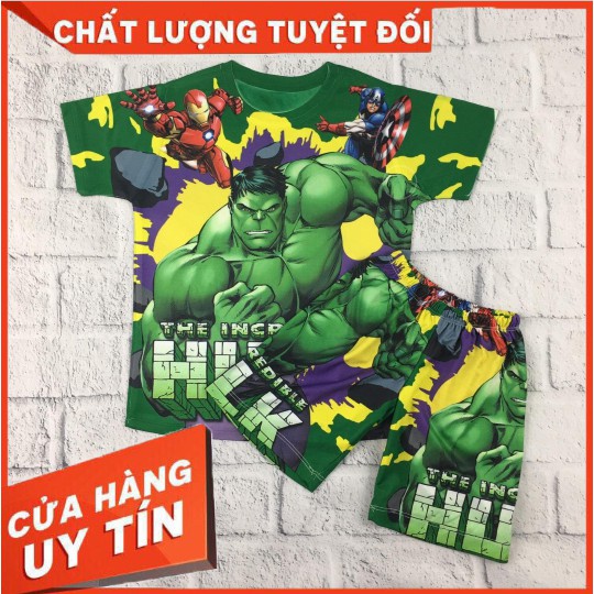 Bộ quần áo SIÊU NHÂN trẻ em [ HỖ TRỢ ĐỔI SIZE ] in hình HULK màu xanh [RẺ ĐẸP]