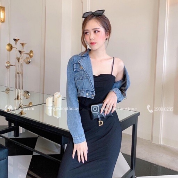 Áo Khoác Jean Nữ Cao Cấp Cổ Vest Phối Túi Siêu Đẹp