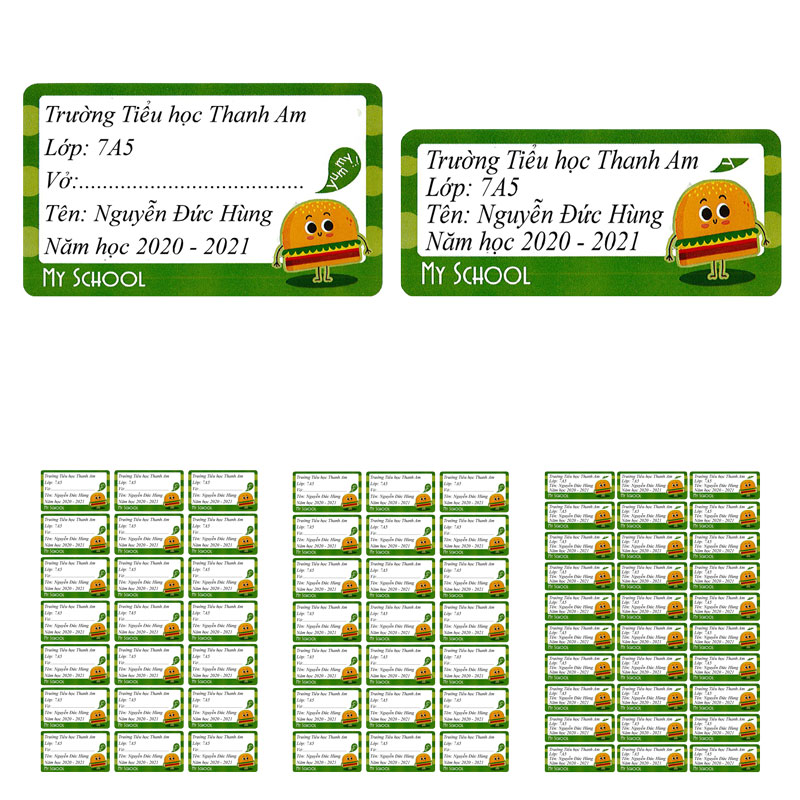 1 Set Nhãn vở in theo yêu cầu