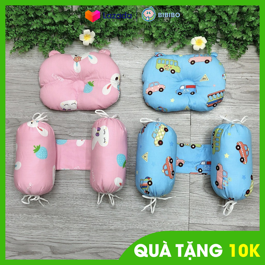 Gối chặn cho bé sơ sinh AKITA ROYAL K29 chất lượng cao, bộ gối chặn em bé chống lật, chống giật mình 100% cotton thoáng khí, an toàn, thấm hút mồ hôi tốt