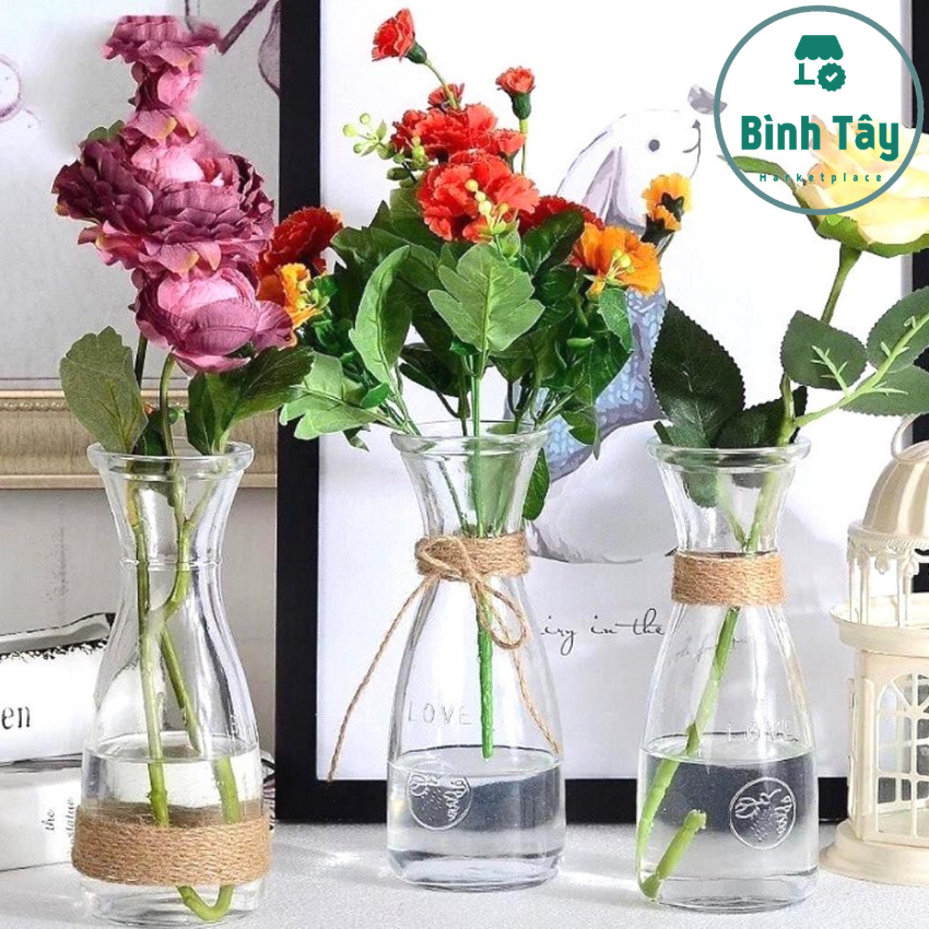 [HCM]Bình bông lọ hoa thuỷ tinh trang trí trong nhà + TẶNG KÈM ?5 Mét DÂY SƠ DỪA TRANG TRÍ BT-H01
