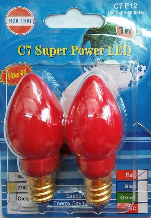 [HCM]Bộ 2 bóng đèn Led trái ớt màu đỏ đục đèn bàn thờ 1W E12 HÒA THÁI