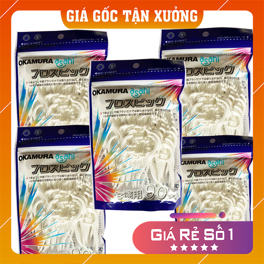 Bịch 90 tăm chỉ nha khoa Okamura chất lượng Nhật Bản - thương hiệu số 1 về chỉ tơ nha khoa Việt Nam, hạn sử dụng 10 năm, tăm kẽ chỉ, tăm xỉa răng nha khoa thân nhựa dễ sử dụng - Nhà Của Bạn