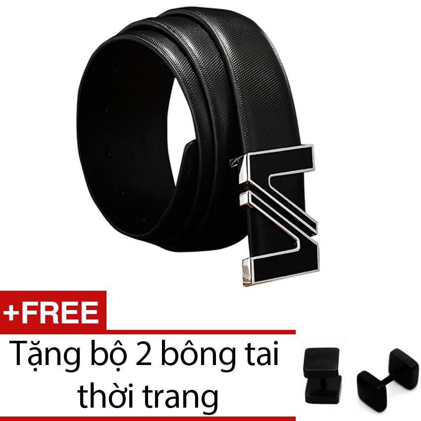 Thắt lưng nam da dn39 + tặng bộ 2 bông tai bt115 loại 6mm