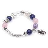 Vòng tay Lapis mix Thạch Anh hồng charm kiềng bạc Tỏi's Accessories VD1006