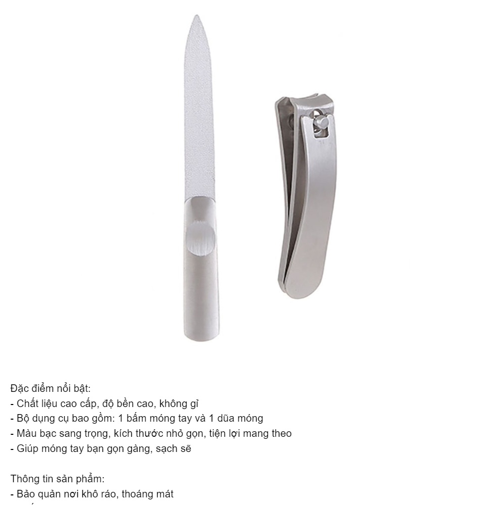 Bộ cắt móng tay Miniso đồ cắt móng tay phụ kiện nail bộ kềm cắt móng tay nail kit (Bạc)