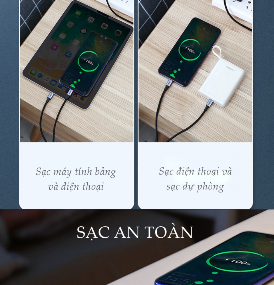 Cáp sạc 2 trong 1 cổng Micro USB và USB-C UGREEN US196 US197 - Hỗ trợ sạc nhanh, dài 1m, tương thích với điện thoại Samsung / Xiaomi / Oppo / Huawei / OnePlus / Redmi / Realme Cáp sạc 2 trong 1 cổng Micro USB và USB-C UGREEN US196 US197 - Hỗ trợ sạc nhanh, dài 1m, tương thích với điện thoại Samsung / Xiaomi / Oppo / Huawei / OnePlus / Redmi / Realme