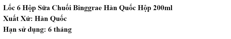 Lốc 6 Hộp Sữa Chuối Binggrae Hàn Quốc Hộp 200ml