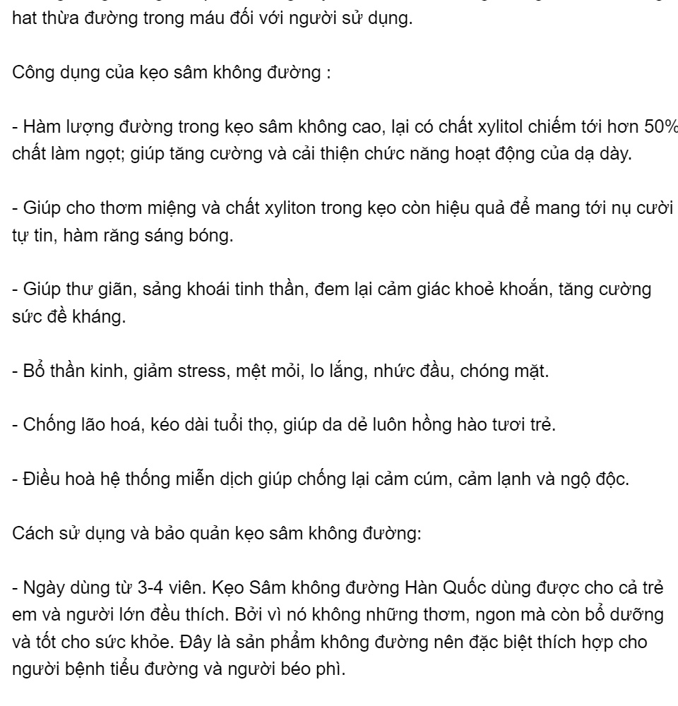 Kẹo Sâm Không Đường Hàn Quốc 500Gr