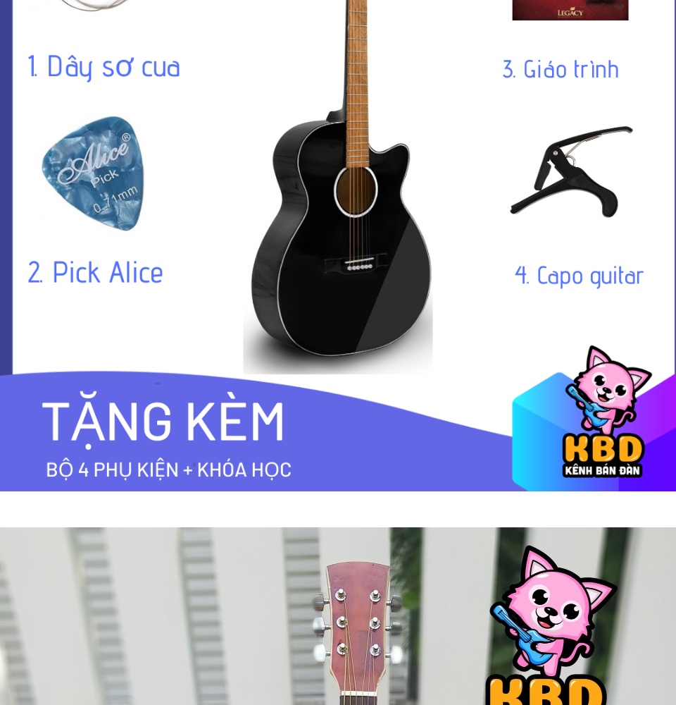 Đàn Guitar Acoustic Cao cấp Siam Sound chính hãng nhập khẩu Thái Lan. Bảo hành trọn đời. Có ty chỉnh cong cần 2 chiều. Tặng kèm bộ Full phụ kiện đàn. Không bị ngứa tay khi sử dụng