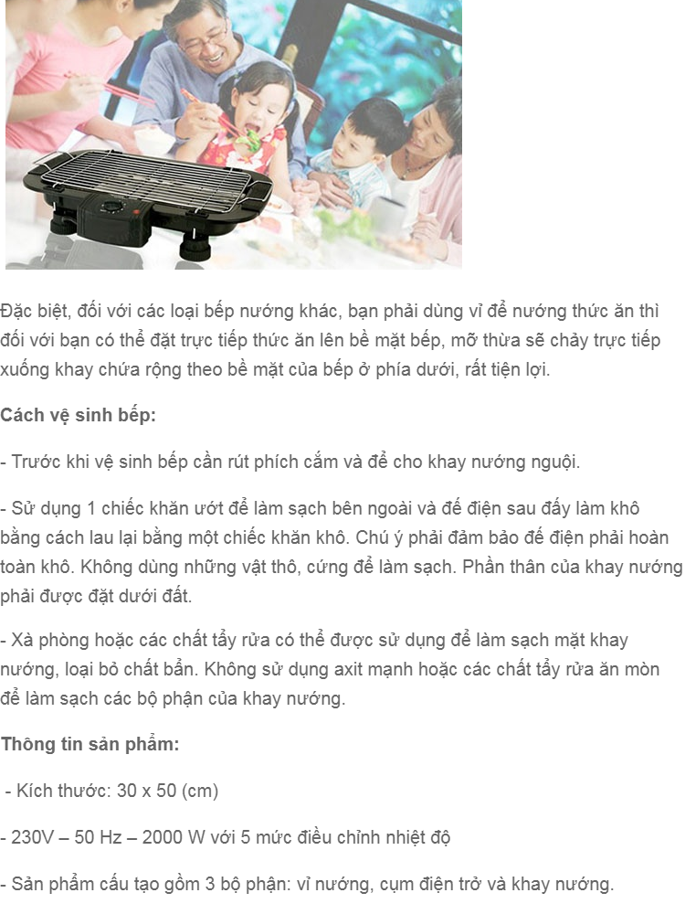 Bếp nướng không khói Electric barbecue grill