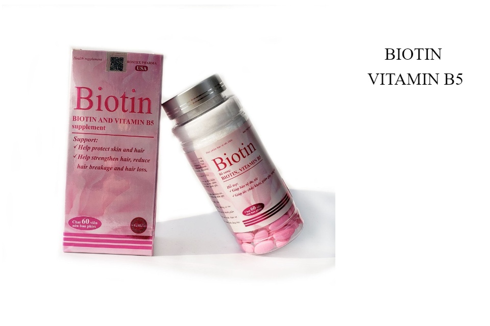 Viên uống bổ sung Biotin Vitamin B5 giúp bảo vệ da chăm sóc tóc Rostex Hộp 60 viên - Rostex