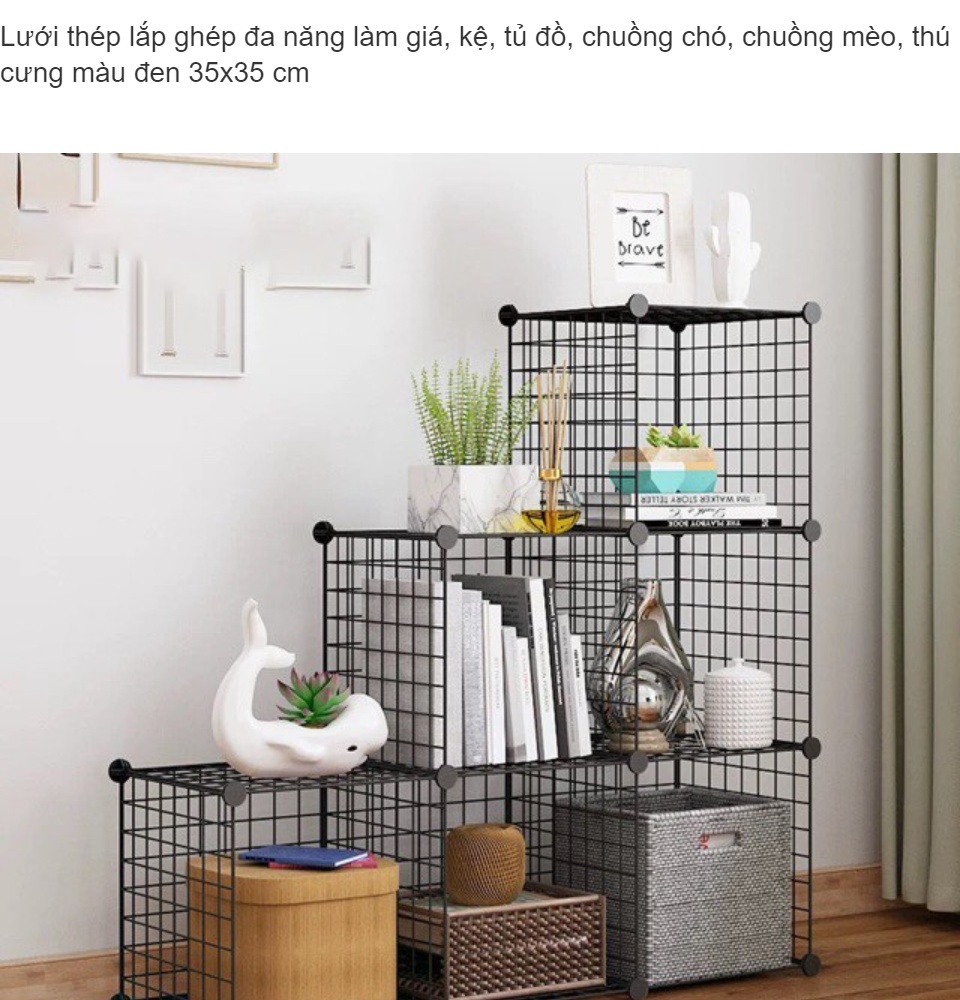 Chuồng Quây Thú Lắp Ráp Màu Đen 8 Tấm Màu Đen Tặng 16 Chốt Lưới Thép Tĩnh Điện Không Gỉ, Chuồng Pét, Nhà Chó Mèo ( Hàng Sẵn + Tặng Kèm Chốt) 1