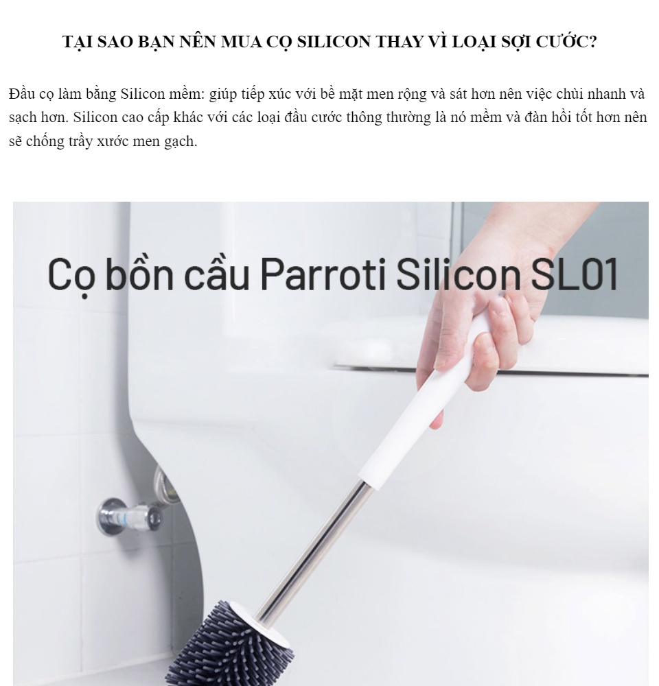 Cọ bồn cầu toilet Cọ vệ sinh cao cấp - Parroti Silicon SL01 – Có