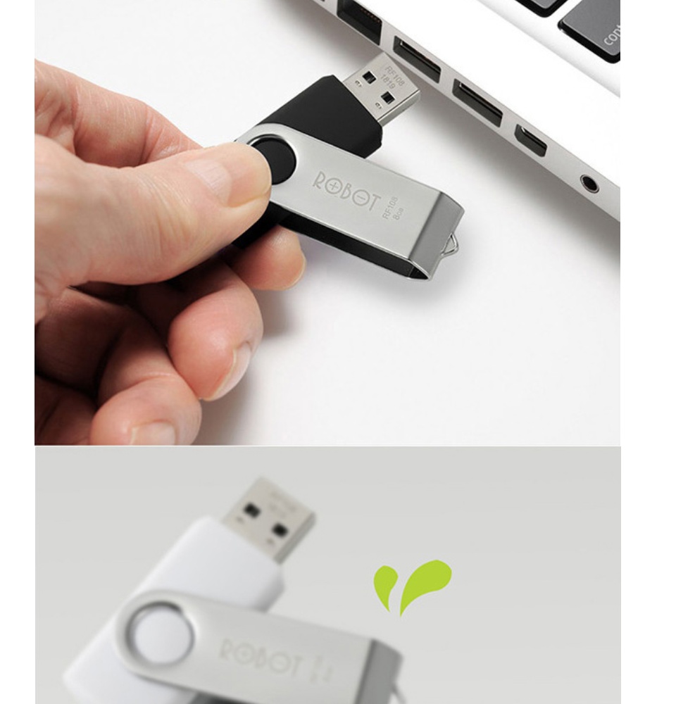 USB Thiết bị lưu trữ 8GB/16GB ROBOT RF108/116 Flash Drive đầu kim loại siêu nhẹ