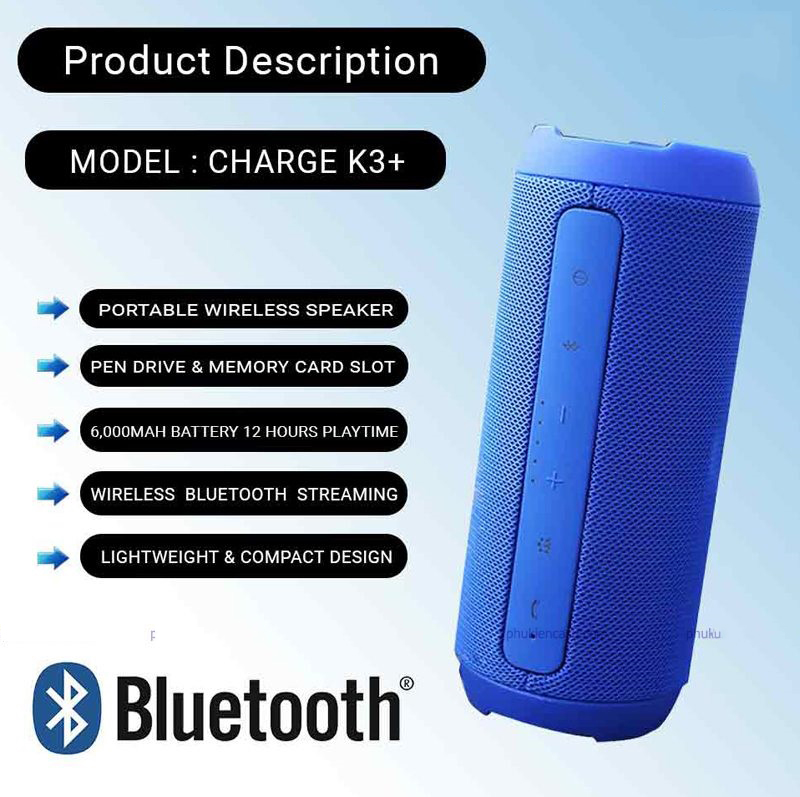 Loa Bluetooth jbl Charge 3 20w Mua Loa CHARGE3 Thời Gian Sử Dụng: 5 Giờ