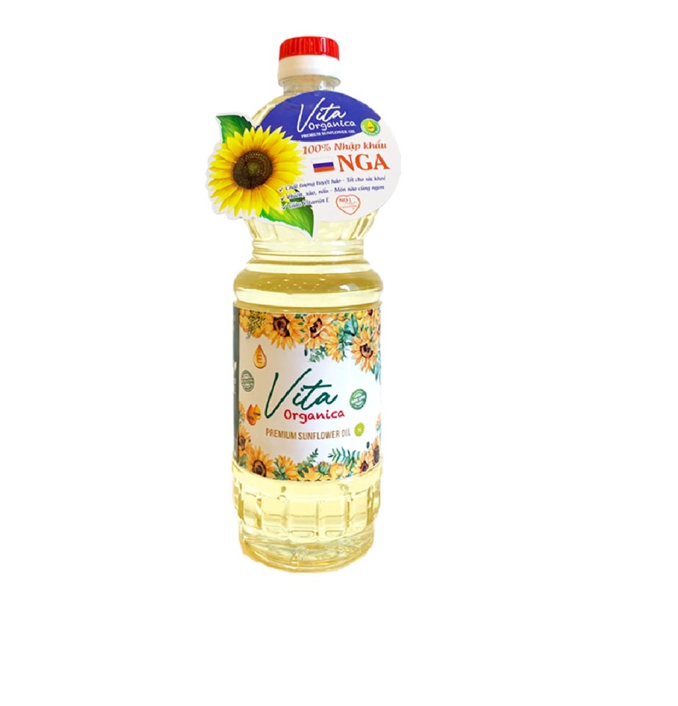 [hcm giao nhanh] dầu ăn hướng dương vita organica loại premium 1l - hàng nhập khẩu nga (russia) 2