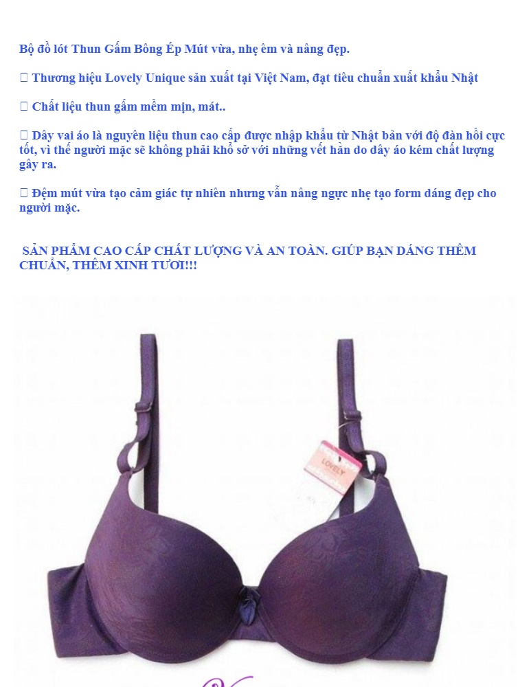 BỘ ÁO NGỰC - ĐỒ LÓT LOVELY - BÔNG ÉP MÚT VỪA