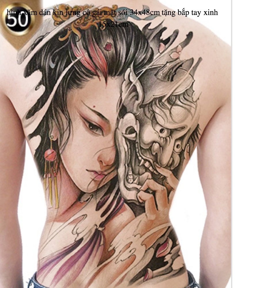 HCM]Combo 2 tấm hình xăm dán tattoo kín tay thiếu nữ Trung Hoa và cá  chép... 17x48cm tuyệt đẹp (tặng 10x20cm bắp tay mini) | Lazada.vn