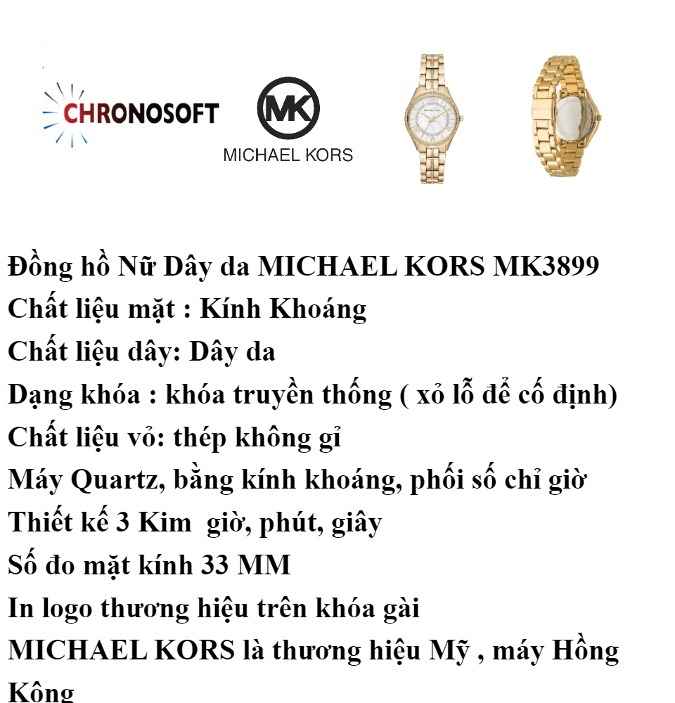 Đồng hồ Nữ Michael Kors dây thép không gỉ 33mm - MK3899 