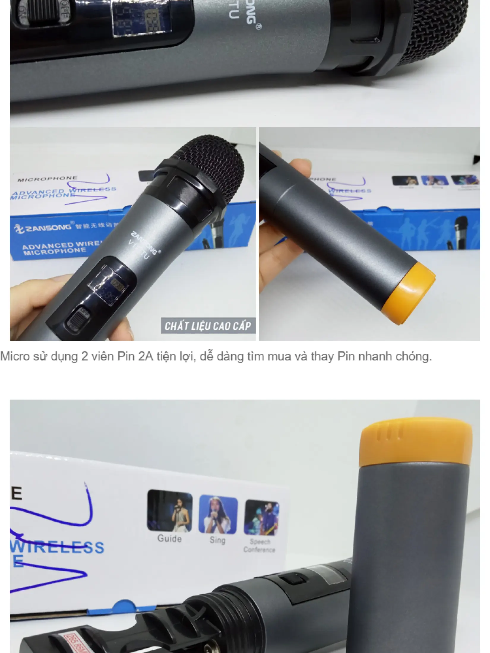 Mic karaoke đa năng V12 phù hợp cho các loa âm li có hỗ trợ