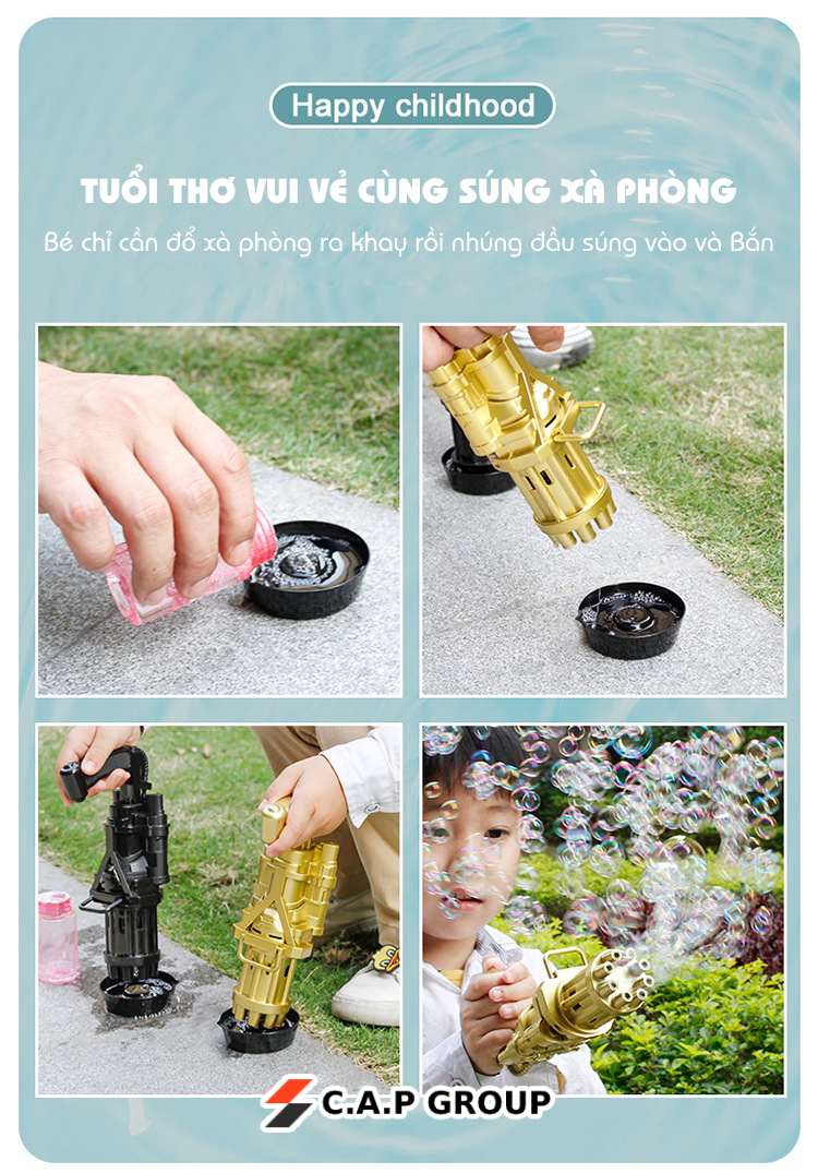 Sung bắn phun thổi Bong Bóng Xà Phòng ngầu 8 nòng đồ chơi ngoài trời cho bé an toàn không lo bẩn tay mới nhất (giao màu ngẫu nhiên) Dũng Dũng 1 6