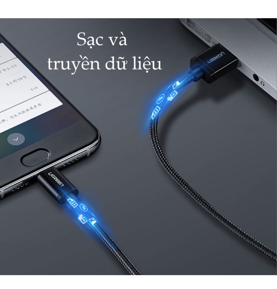 Cáp sạc USB Type-C UGREEN US174 (A sang C) - Hỗ trợ dòng tối đa 3A, dây bện nylon siêu bền, tương thích với điện thoại Samsung / Xiaomi / Oppo / Huawei / OnePlus / Redmi / Realme Cáp sạc USB Type-C UGREEN US174 (A sang C) - Hỗ trợ dòng tối đa 3A, dây bện nylon siêu bền, tương thích với điện thoại Samsung / Xiaomi / Oppo / Huawei / OnePlus / Redmi / Realme